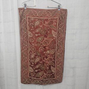 Eastern Accents Pillow Shams King Size Rust Olive Green Floral Leaf Print x2